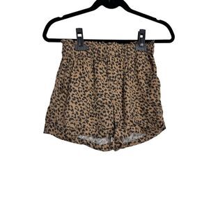 Aerie Short Womens Size XS Tan Black Leopard Print Paperbag Shorts
